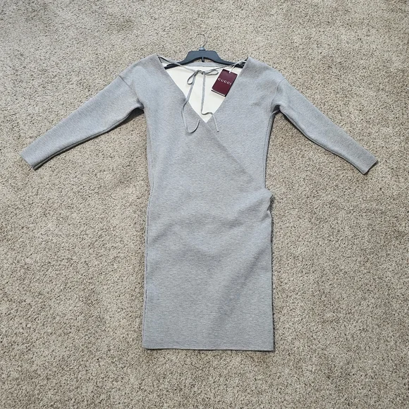 Gucci Wool-Blend Gray Stretch Dress Size S NWT - Picture 6 of 16